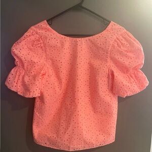Chic Pink Eyelet Blouse